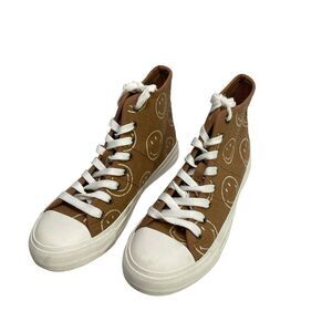 AMERICAN EAGLE Men's Hi Top Brown White Happy Face  Sneakers Shoes Size‎ 7